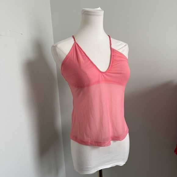 Y2K La Senza Pink Mesh Halter Top L - Picture 7 of 8